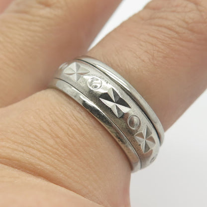 925 Sterling Silver Vintage Rotating Band Ring Size 7.75