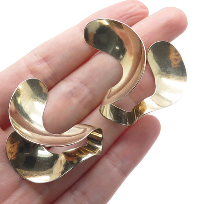 Patricia Daunis 925 Sterling Silver Gold Plated Vintage 1985 Modernist Earrings