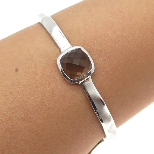 CHARLES GARNIER 925 Sterling Silver Real Smoky Quartz Adjustable Bracelet 6.75"