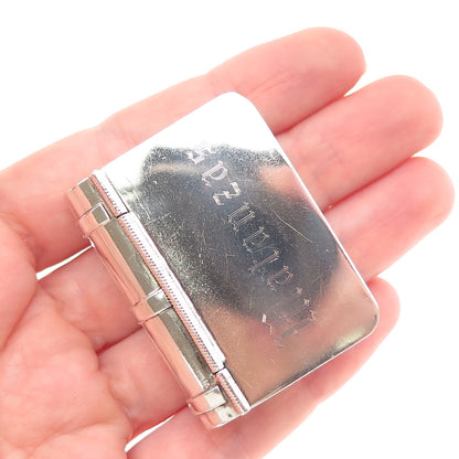 925 Sterling Silver Vintage Mexico Engraved Matanzas Book Pill / Snuff Box