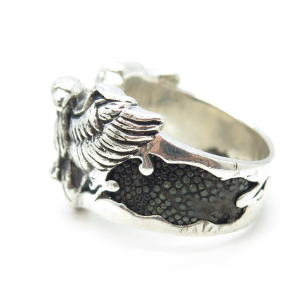 Silver Rings Men 925 Sterling Silver Eagle Biker Ring Size 13.25