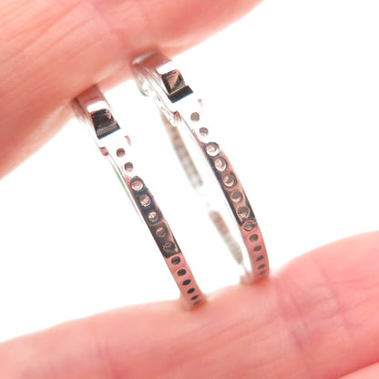 925 Sterling Silver Round-Cut C Z In & Out Hoop Earrings