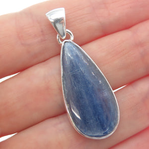 925 Sterling Silver Vintage Real Kyanite Modernist Teardrop Pendant