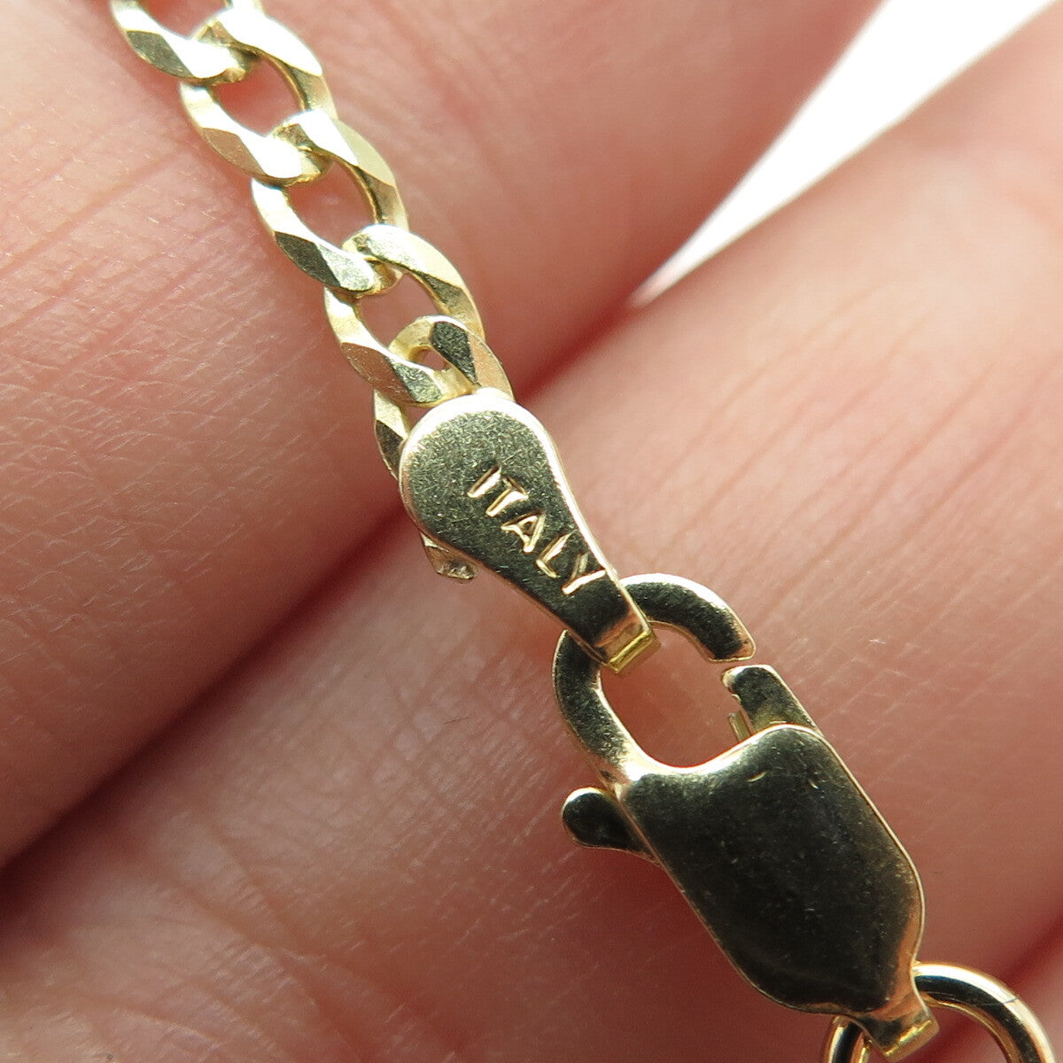 P. LUX 925 Sterling Silver Gold Plated Italy Curb Chain Necklace 16"