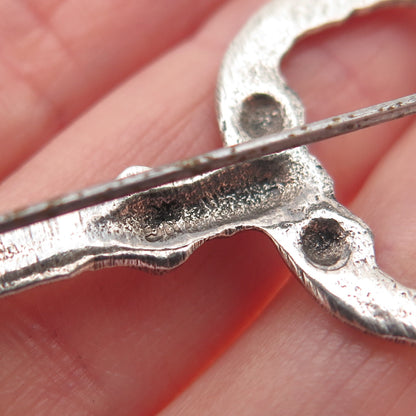 925 Sterling Silver Antique Art Deco Key Oxidized Pin Brooch