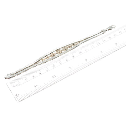 MILOR Sterling Silver 2-Tone Vintage Italy Riccio Chevron Link Bracelet 6.75"