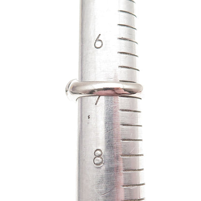 925 Sterling Silver Vintage Real Round-Cut Blue Topaz Modernist Ring Size 7