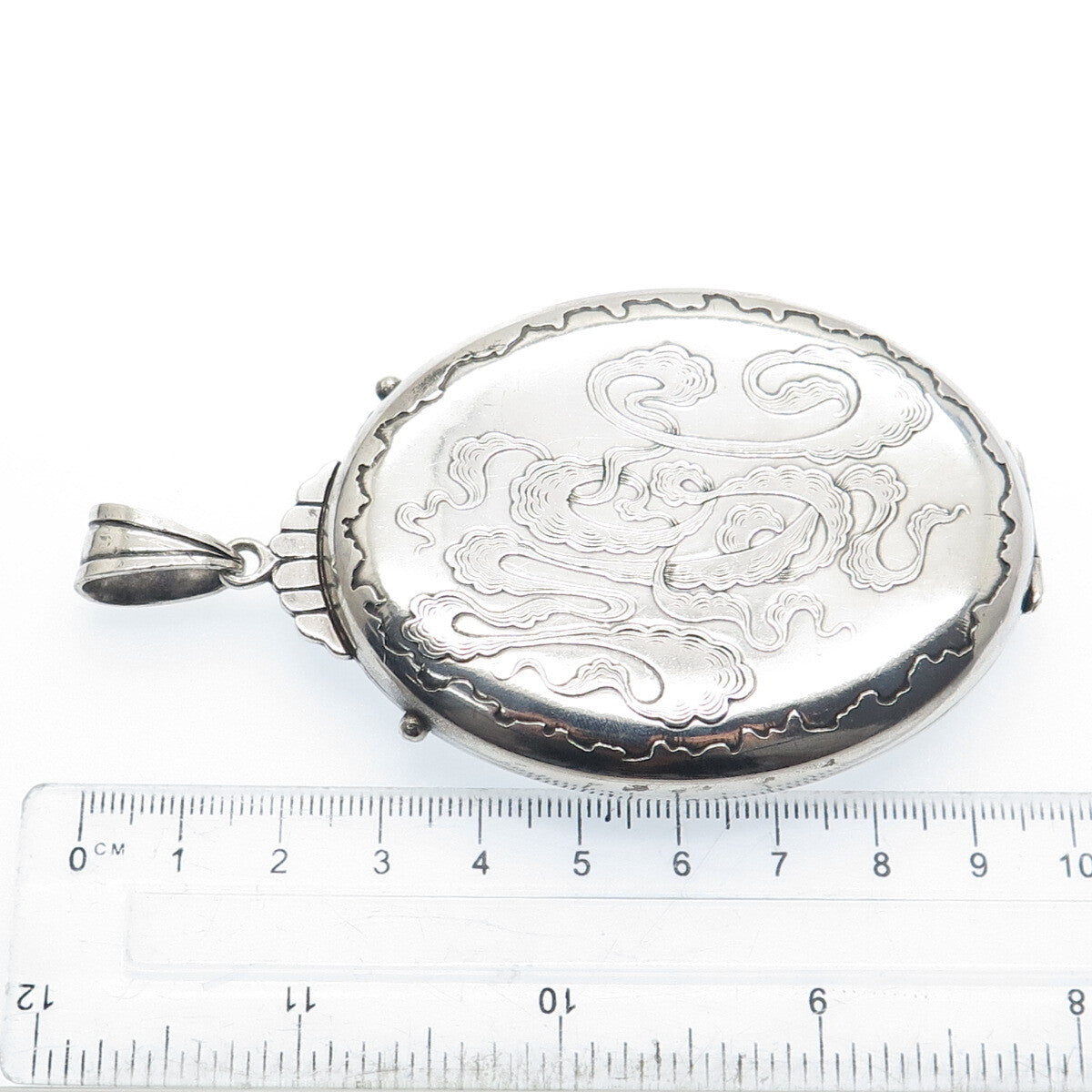 GORHAM 925 Sterling Silver Antique Art Deco Engraved "MGC" Locket Pendant #683