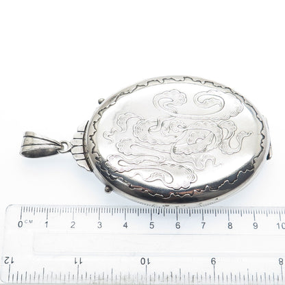GORHAM 925 Sterling Silver Antique Art Deco Engraved "MGC" Locket Pendant #683