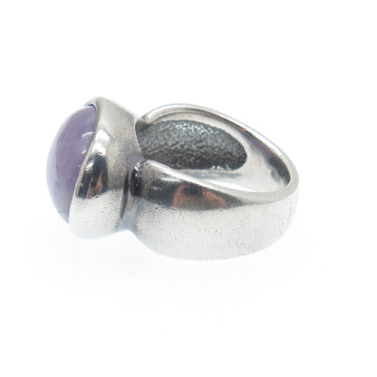 ESPO JOSEPH ESPOSITO 925 Sterling Silver Vintage Real Lavender Jade Ring Size 6