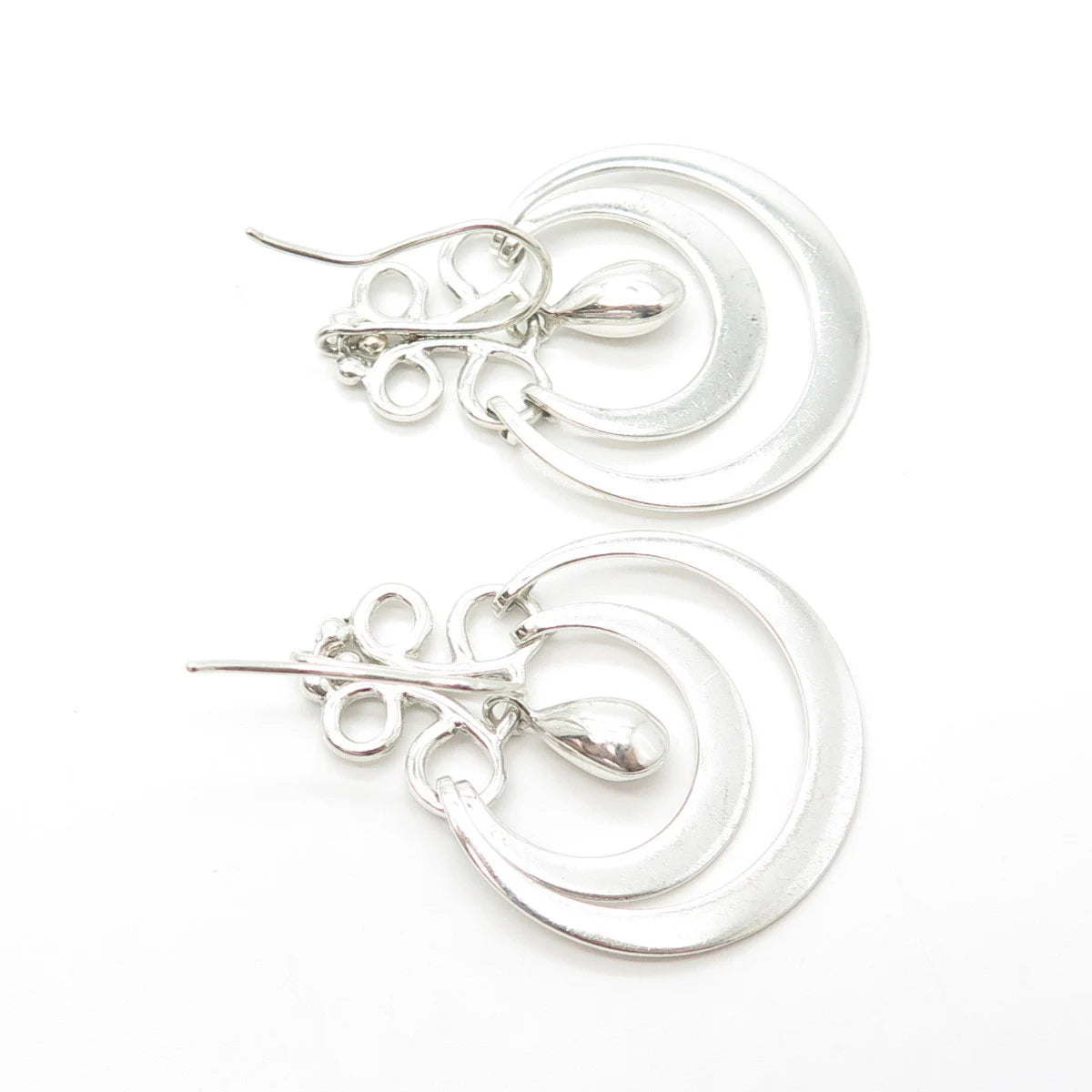 925 Sterling Silver Vintage Mexico ATI Dangling Hook Earrings