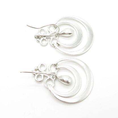 925 Sterling Silver Vintage Mexico ATI Dangling Hook Earrings