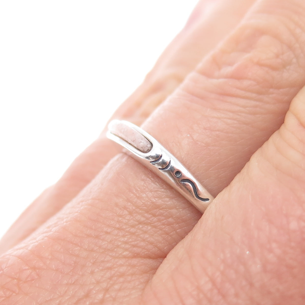 CAROLYN POLLACK Old Pawn 925 Sterling Vintage MOP Inlay Stackable Ring Size 8.25