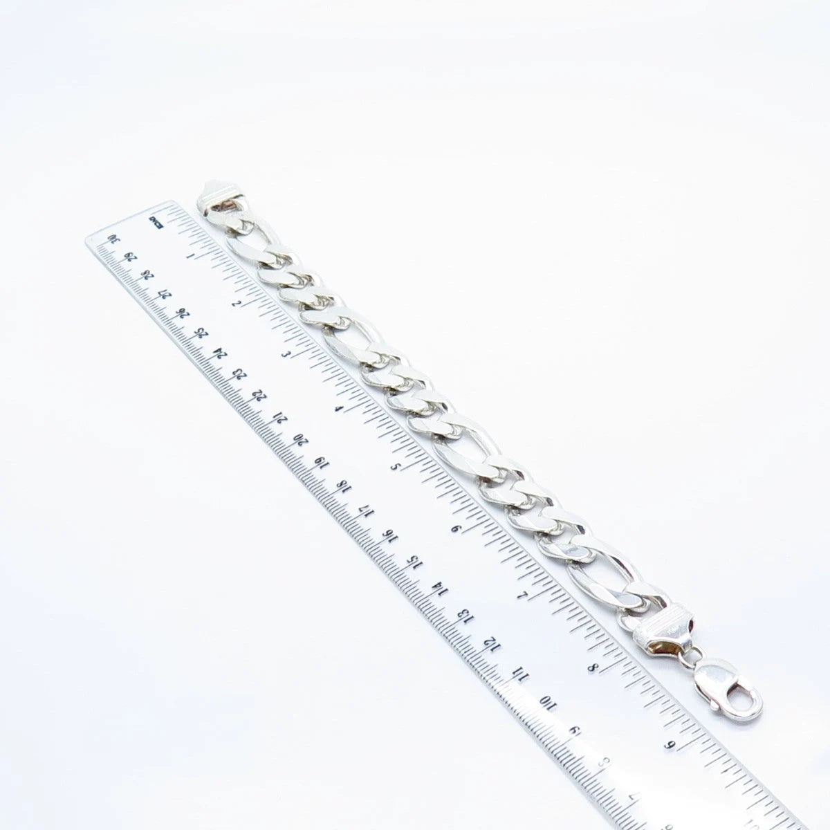 925 Sterling Silver Vintage Italy Figaro Link Bracelet 8.5"