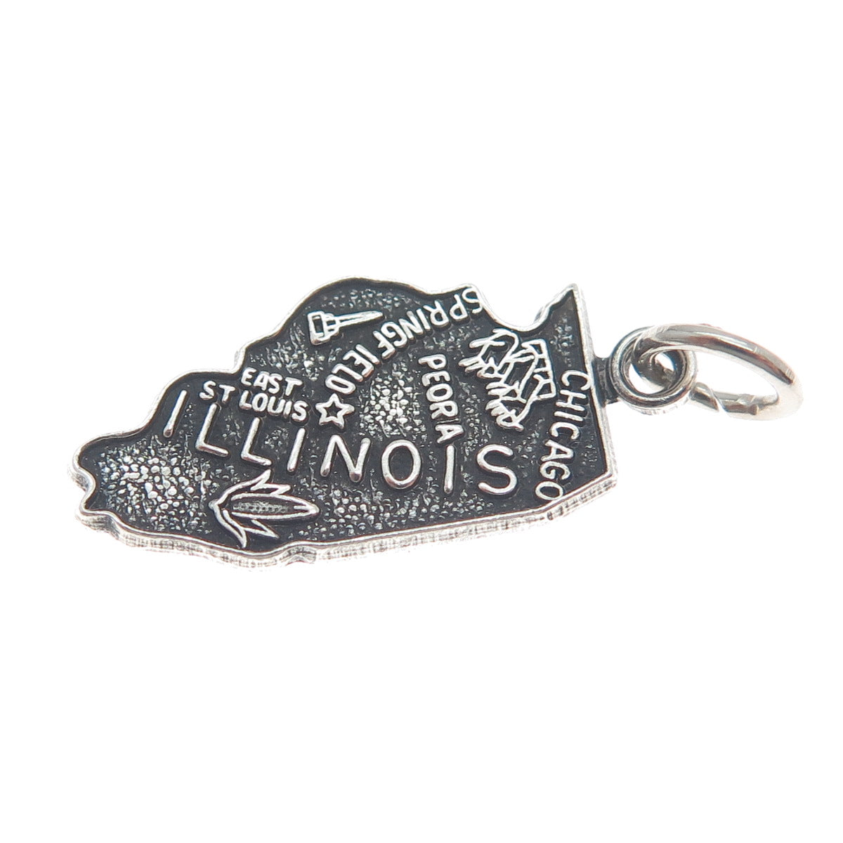 FRENCH & FRANKLIN Sterling Silver Vintage Illinois Oxidized Minimalist Pendant