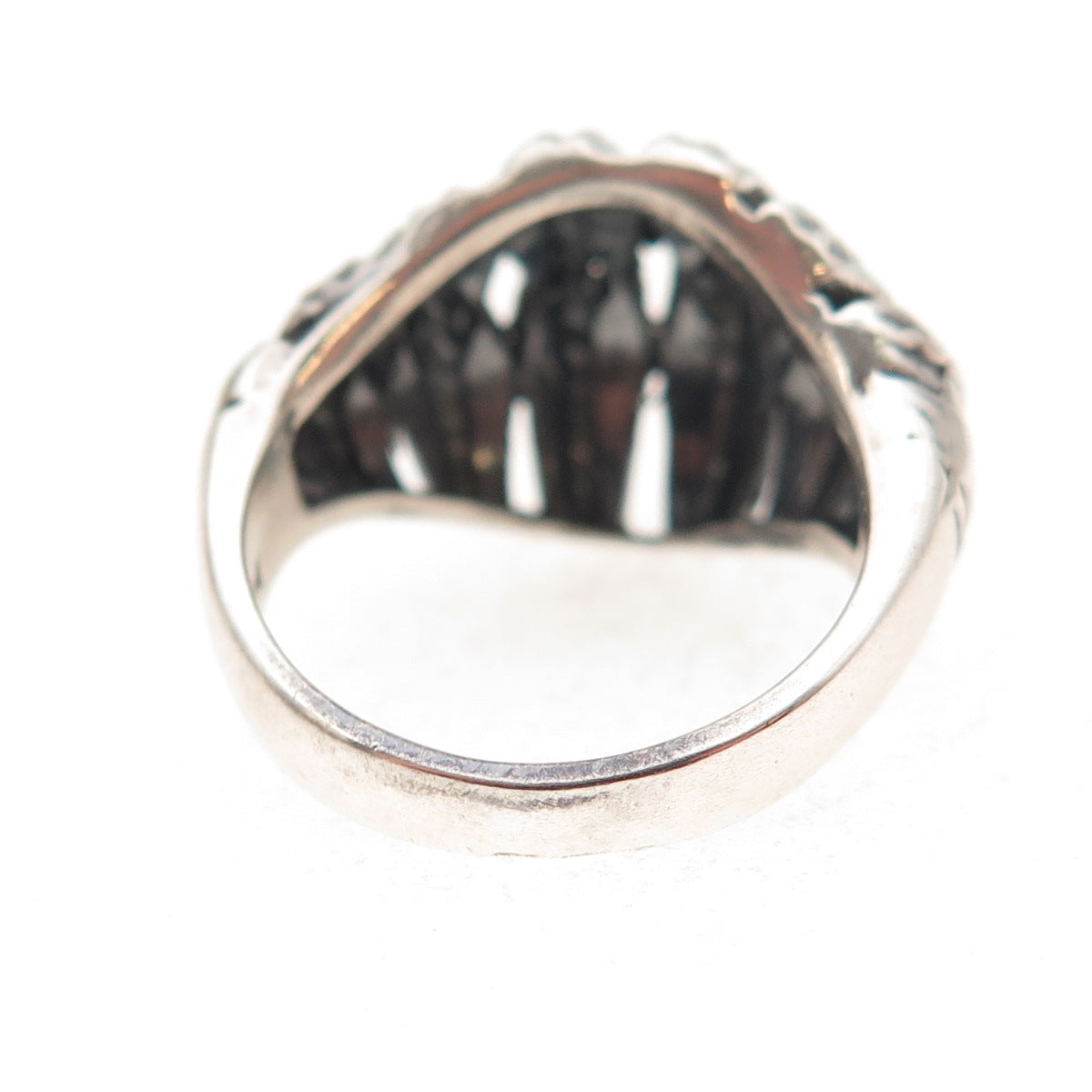 925 Sterling Silver Vintage Italy Seashell Dome Oxidized Ring Size 6.25