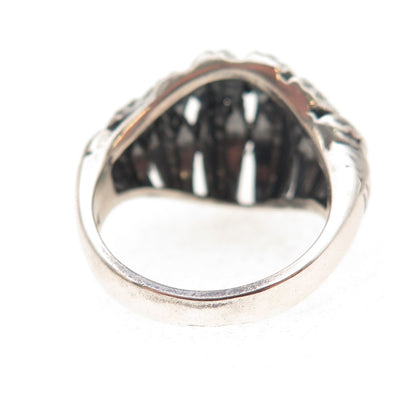 925 Sterling Silver Vintage Italy Seashell Dome Oxidized Ring Size 6.25