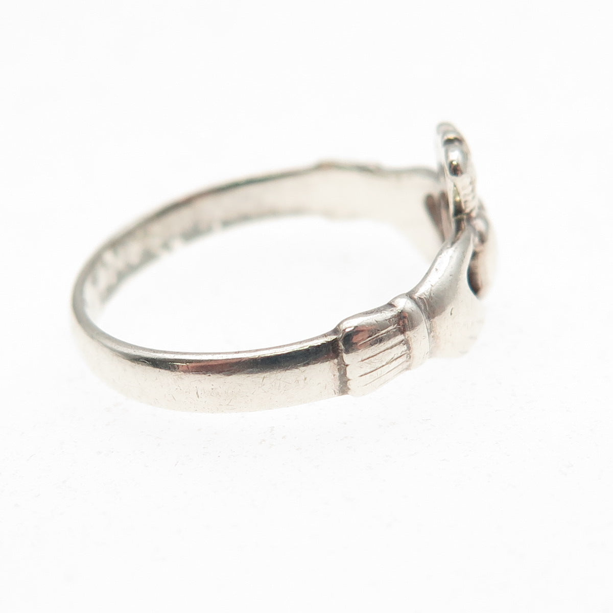 Solvar 925 Sterling Silver Vintage Irish Claddagh Oxidized Ring Size 6.5