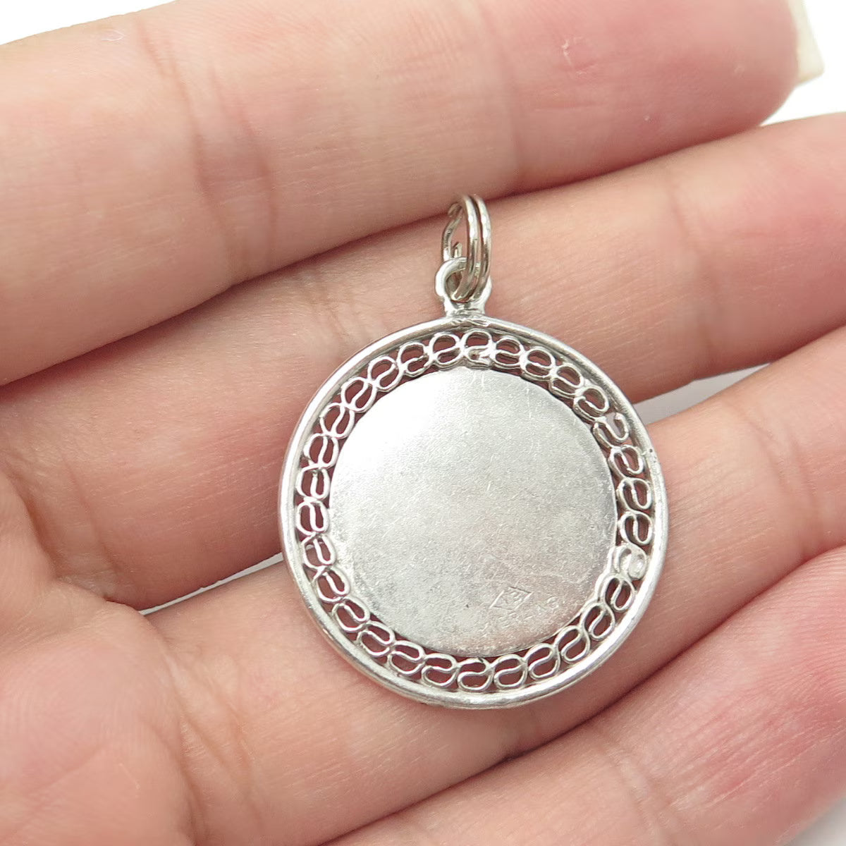 925 Sterling Silver Antique Art Deco "Confirmation" Cross Round Medal Pendant