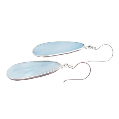 AF DESIGN 925 Sterling Silver Vintage Real Blue MOP Teardrop Dangle Earrings