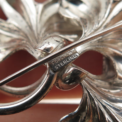 FORSTNER 925 Sterling Silver Antique Art Deco Floral Pin Brooch