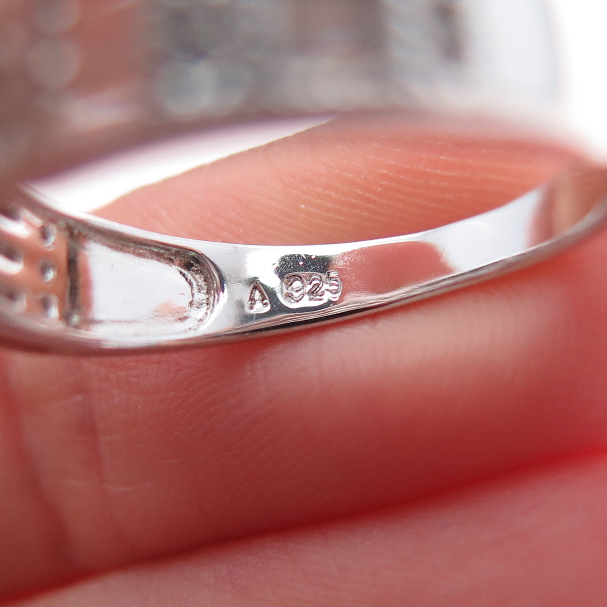 925 Sterling Silver Round & Emerald-Cut C Z Engagement Ring Size 7.25