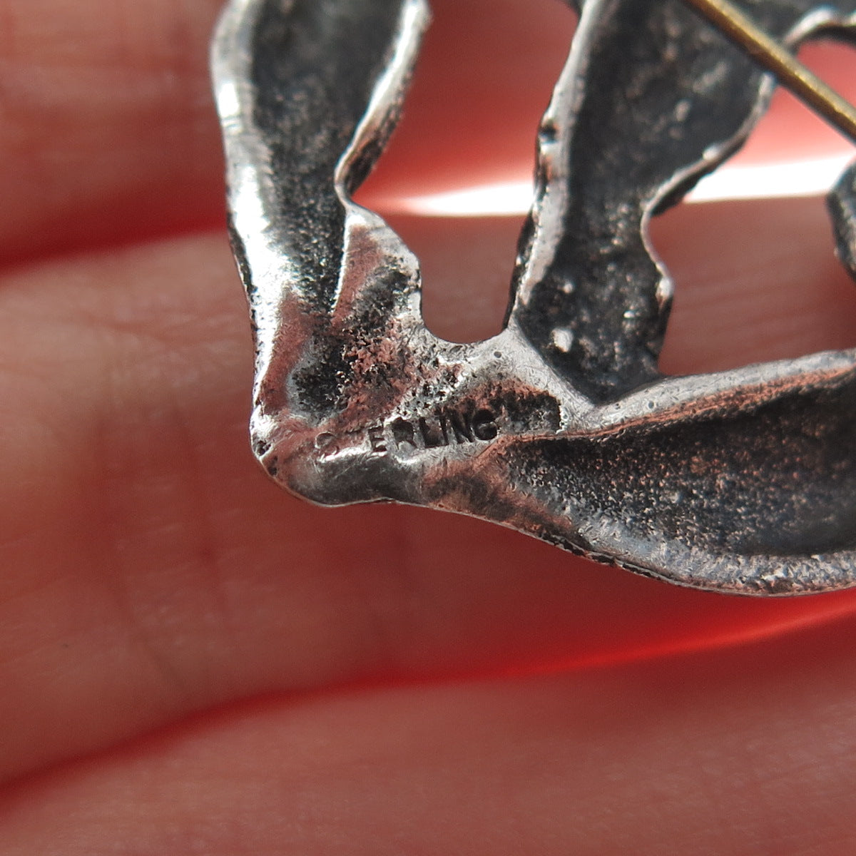 925 Sterling Silver 2-Tone Vintage Cherub Angels Oxidized Pin Brooch