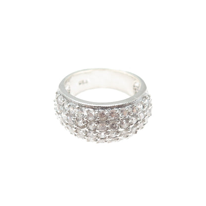 925 Sterling Silver Round-Cut C Z Cluster Ring Size 7