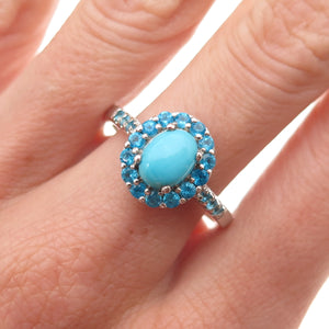 Chuck Clemency 925 Sterling Silver Real Turquoise & Apatite Ring Size 10.25