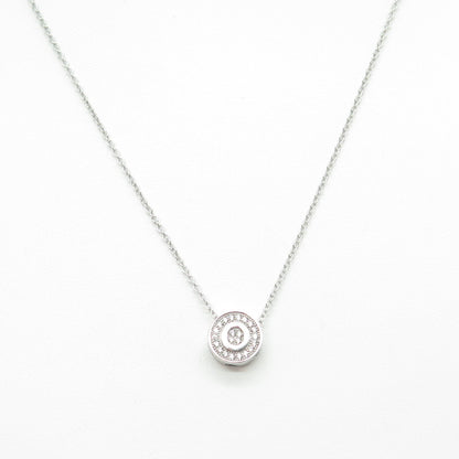 925 Sterling Silver Round-Cut C Z Letter "O" Initial Cable Chain Necklace 16-18"