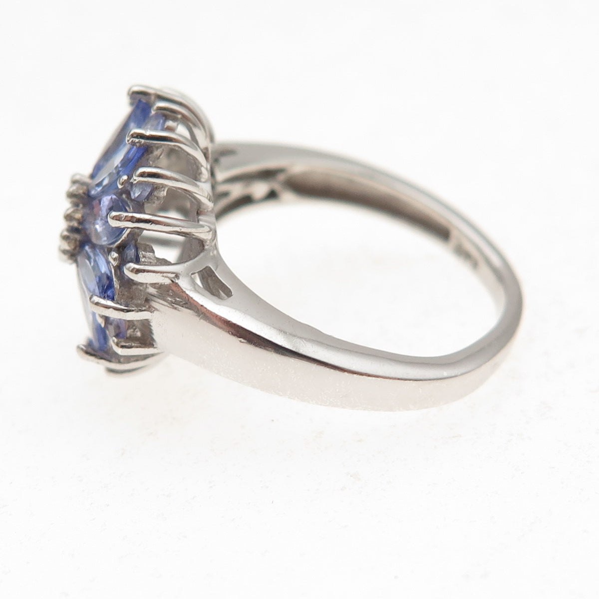 Chuck Clemency 925 Sterling Silver Real Tanzanite Floral Ring Size 6