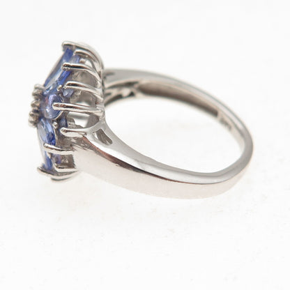 Chuck Clemency 925 Sterling Silver Real Tanzanite Floral Ring Size 6
