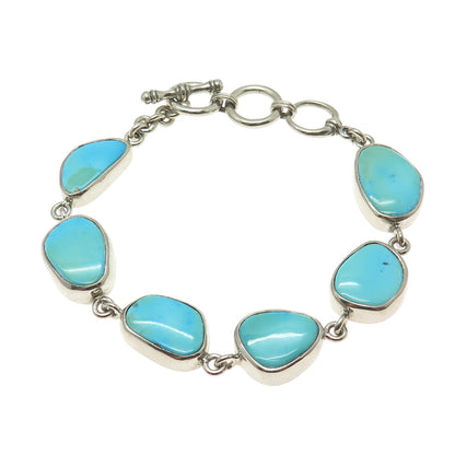 STARBORN 925 Sterling Silver Vintage Lone Mountain Turquoise Bracelet 7-7.75"