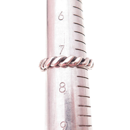925 Sterling Silver Vintage Twisted Oxidized Band Ring Size 7.5