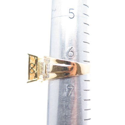 925 Sterling Silver Gold Plated Round & Tapered Baguette-Cut C Z Ring Size 6.5