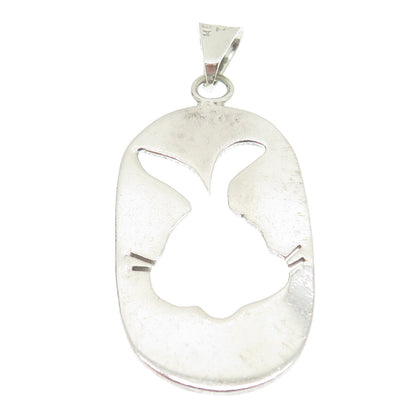 925 Sterling Silver Vintage Mexico Bugs Bunny Tag Pendant