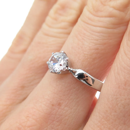 925 Sterling Silver Round-Cut C Z Engagement Ring Size 9.5