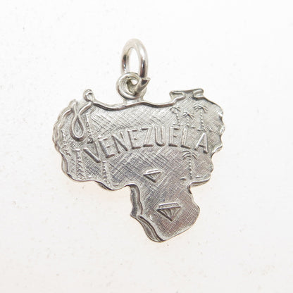 925 Sterling Silver Vintage "Venezuela" Country Map Charm Pendant