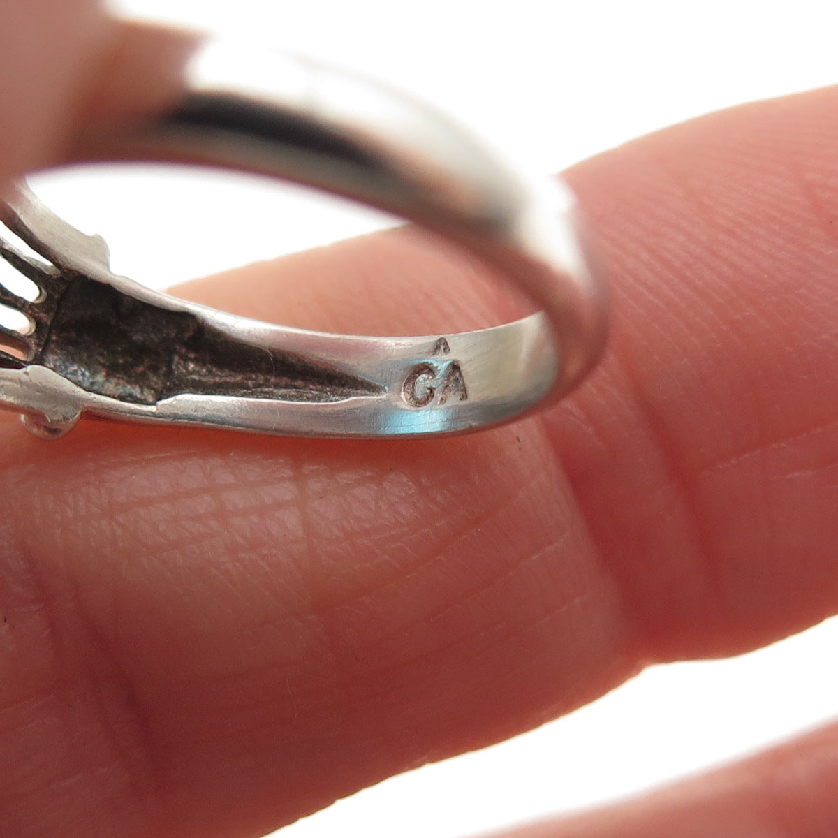 CHATEAU D'ARGENT Sterling Silver Vintage Real Emerald-Cut Blue Topaz Ring Size 6