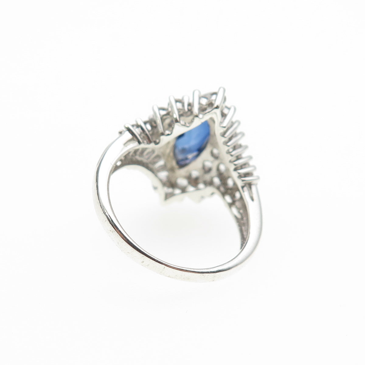 JH YOUNG 925 Sterling Silver Lab-Created Sapphire & White Topaz Ring Size 5.5