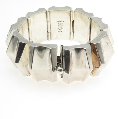 GARCIA HNOS Sterling Silver Vintage Mexico Modernist Solid 115.2g Bracelet 7.75"