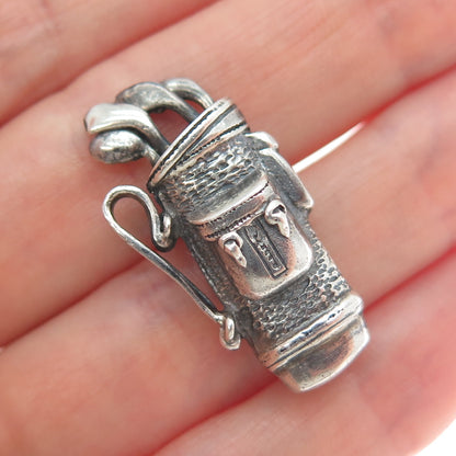 925 Sterling Silver Vintage Golf Club Oxidized 3D Charm Pendant