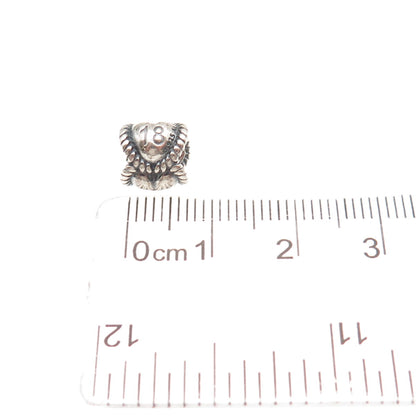 PANDORA 925 Sterling Silver 18th Birthday Heart Slide Bead Charm