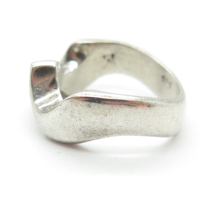 925 Sterling Silver Vintage Israel Wavy Oxidized Ring Size 8.25