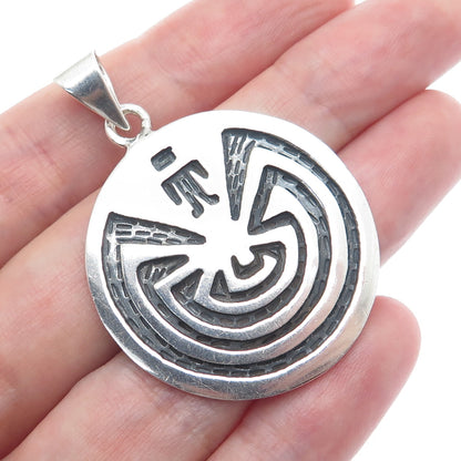 925 Sterling Silver Vintage Aztec Maze Pendant