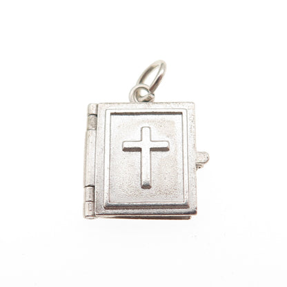 925 Sterling Silver Vintage Bible Locket Mini Charm Pendant