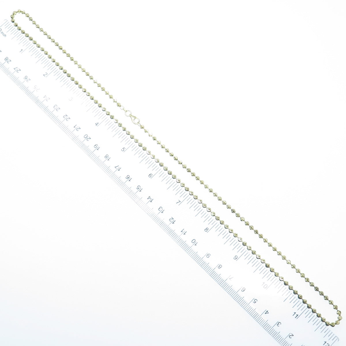 925 Sterling Silver Gold Plated Italy Diamond-Cut Ball Beaded Chain Necklace 24"