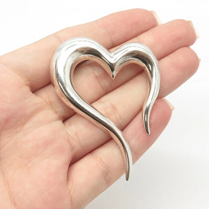 925 Sterling Silver Vintage Mexico Open Heart Pin Brooch