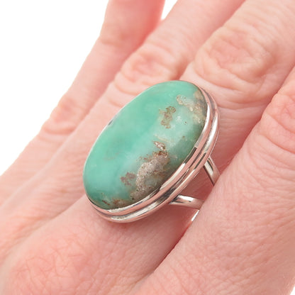 925 Sterling Silver Vintage Real Cabochon Chrysoprase Ring Size 9.5