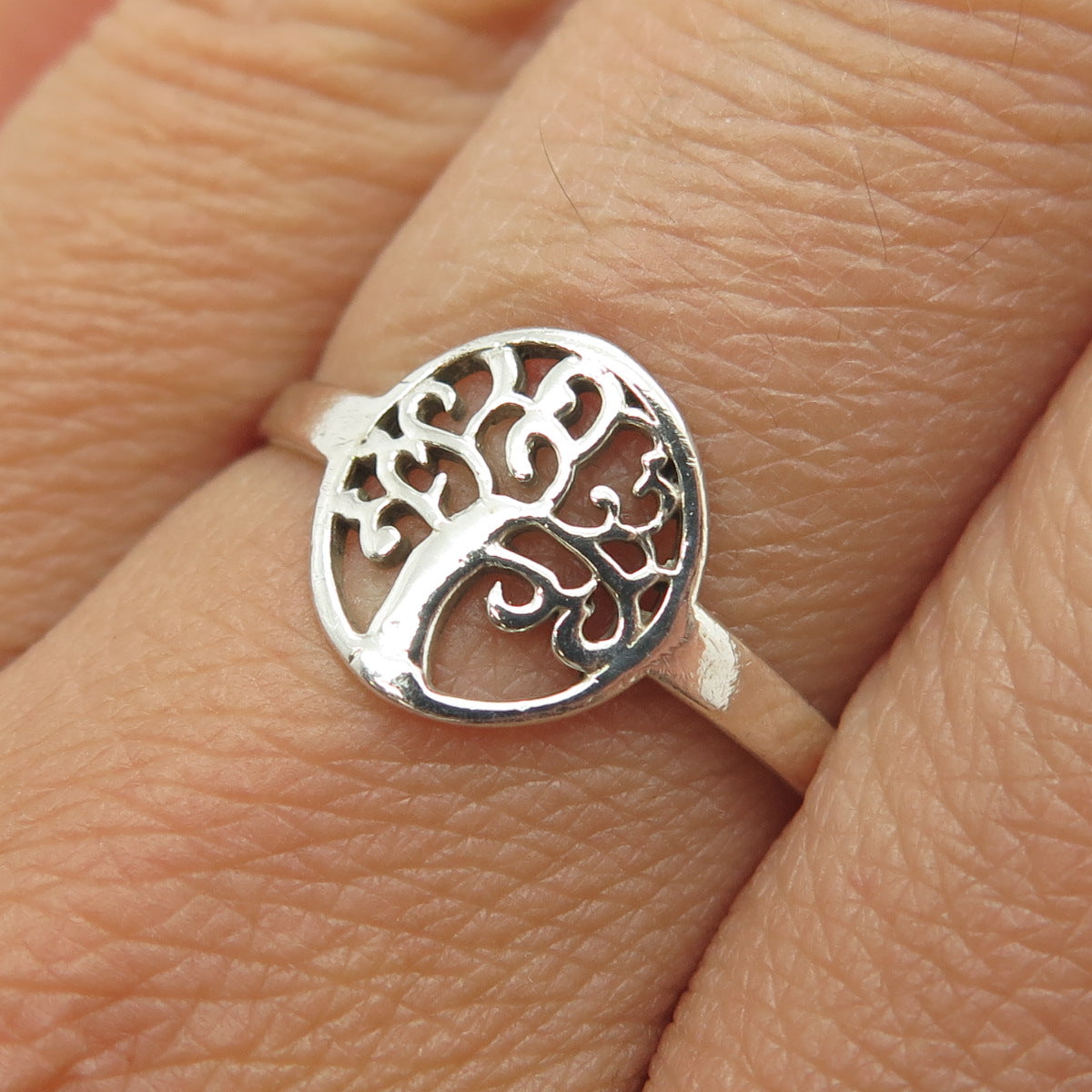 925 Sterling Silver Vintage Tree of Life Ring Size 9